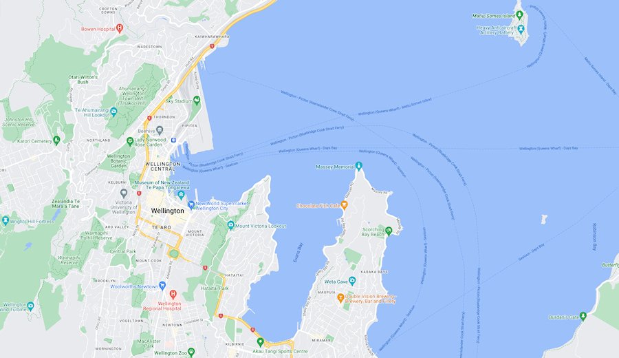 Map of Wellington, New Zealand