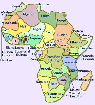 Map of Africa --  1800-Countries.com
