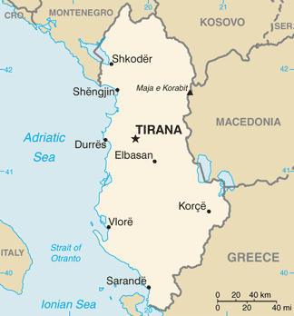 Map of Albania.