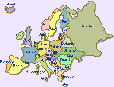 Map Of Europe Only Countries