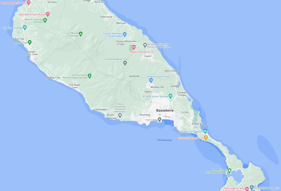 Map of St Kitts