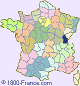 Department map of France showing the location of Jura.