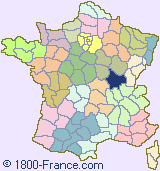 Department map of France showing the location of Sa�ne-et-Loire.