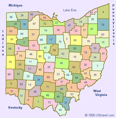 Map of Ohio Counties.