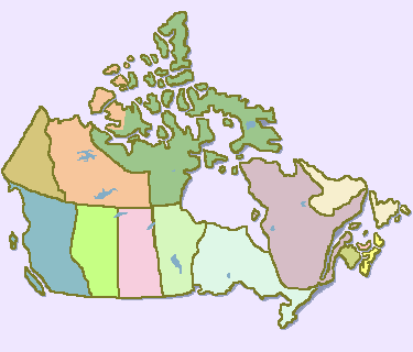 Map of Canada --  1800-Canada.com