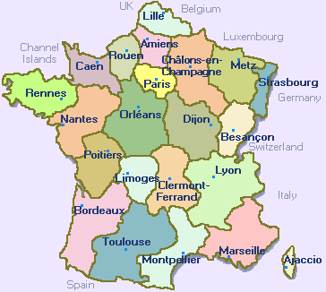 map of france with capital only