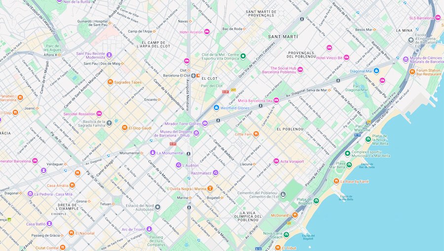 Map of Barcelona, Spain