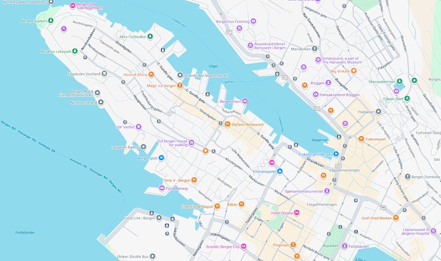 Map of Bergen, Norway