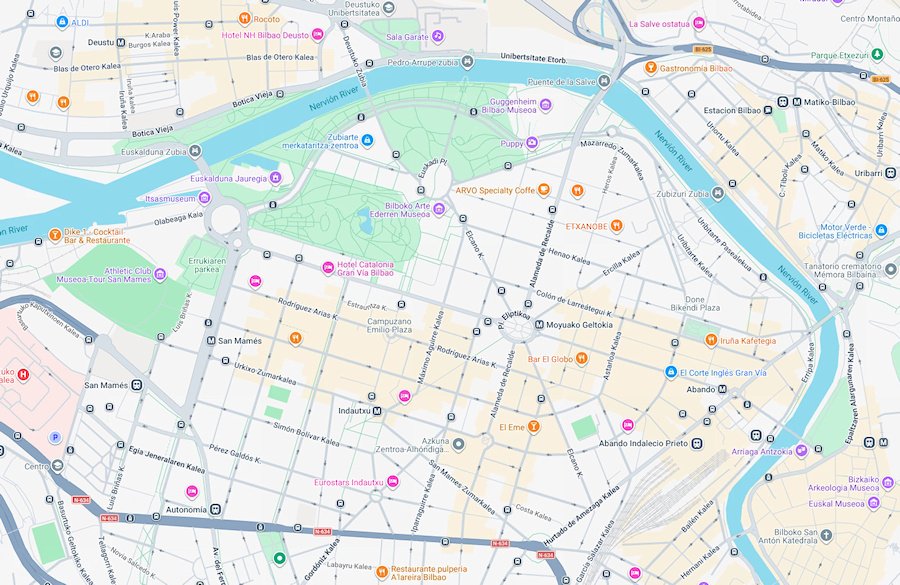 Map of Bilbao, Spain