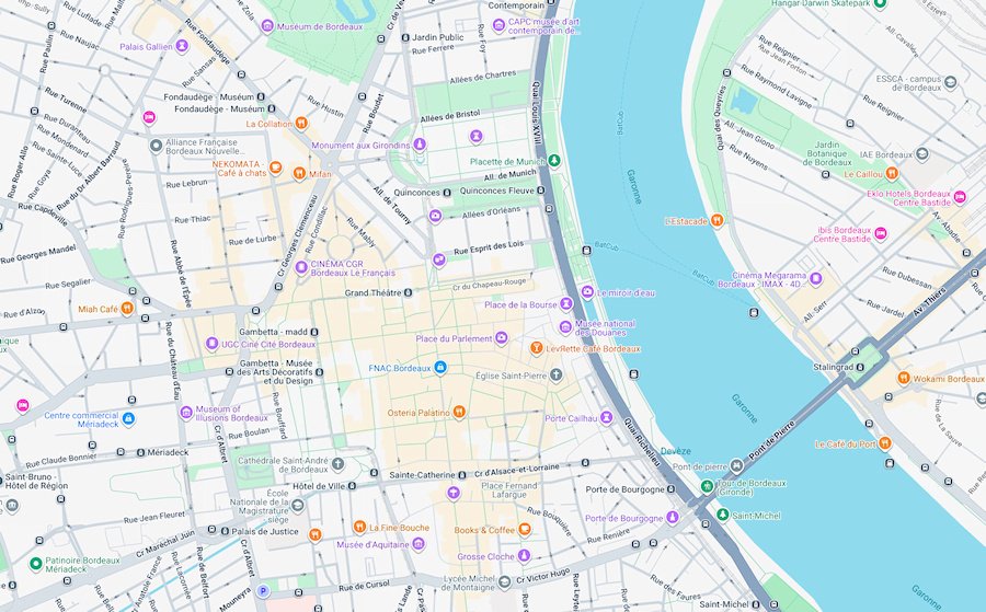 Map of Bordeaux, France