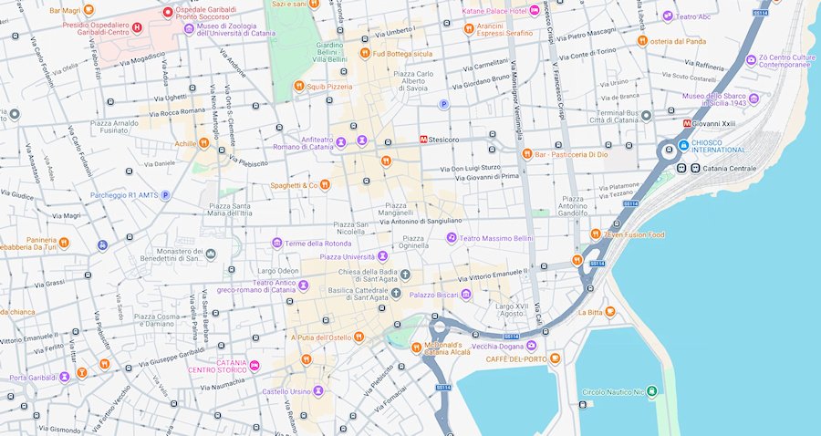 Map of Catania, Sicily