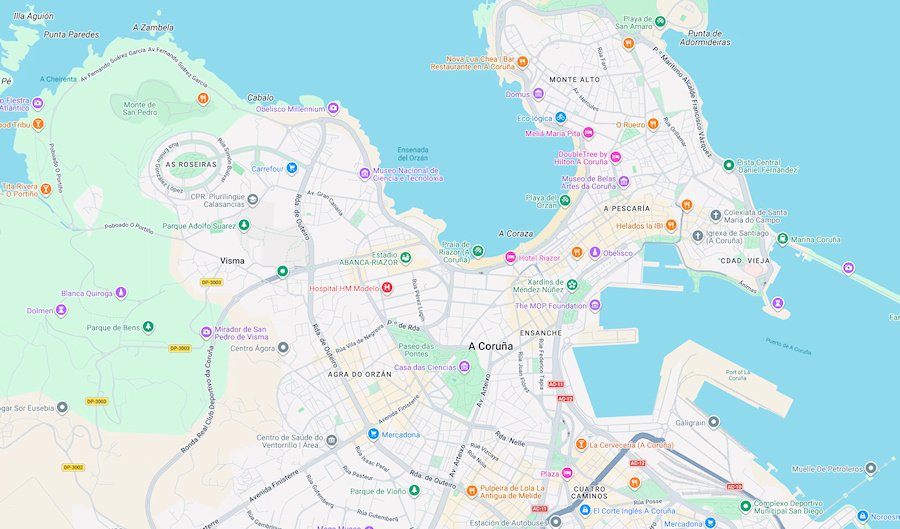 Map of La Coruna, Spain