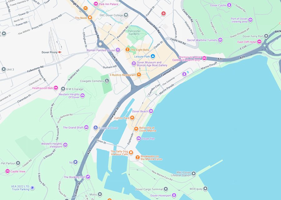 Map of Dover, England