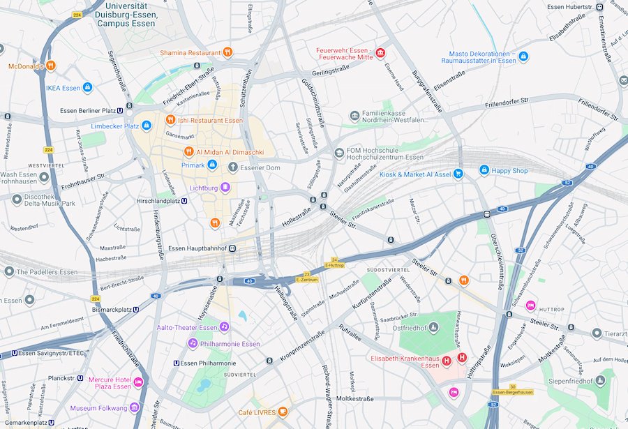 Map of Essen, Germany