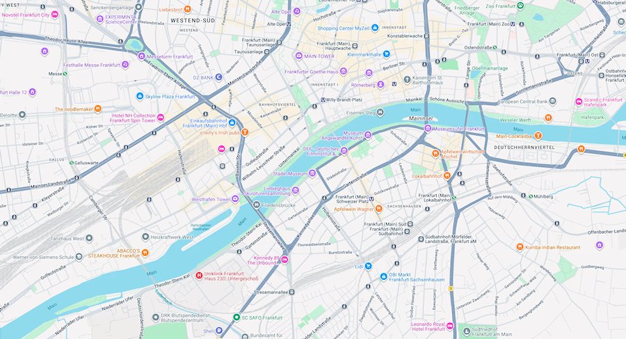 Map of Frankfurt am Main, Germany