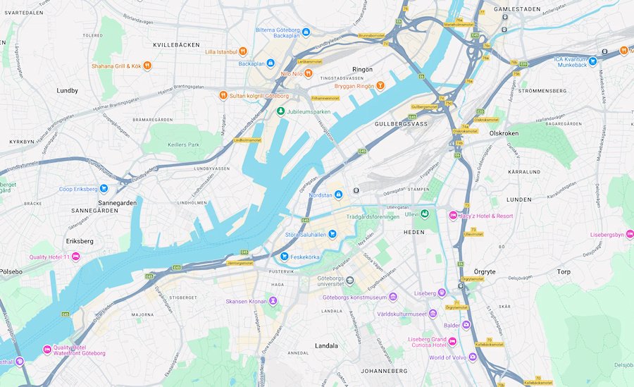 Map of Gothenburg, Sweden
