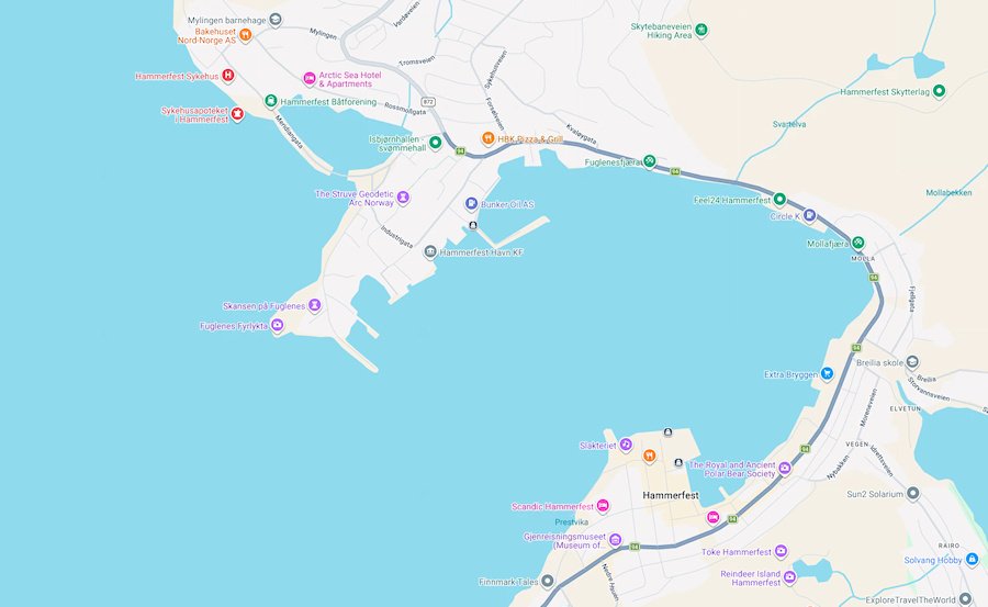 Map of Hammerfest, Norway