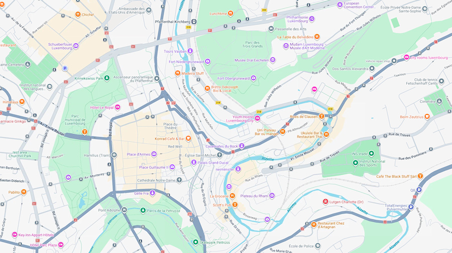 Map of Luxembourg City, Luxembourg