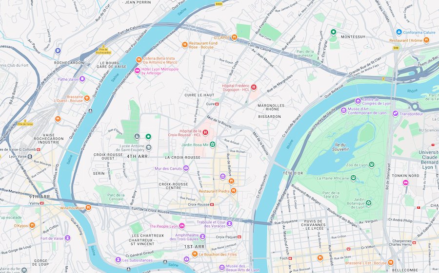 Map of Lyon, France