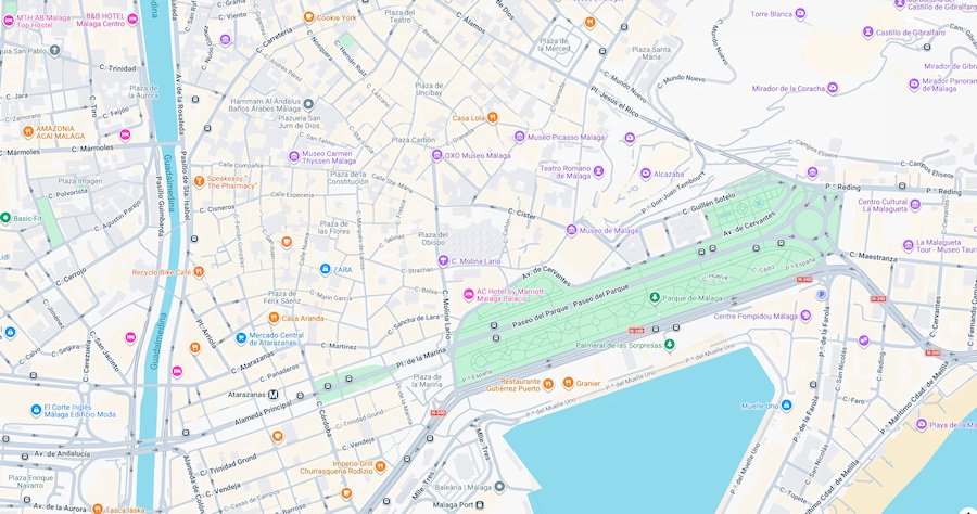 Map of Malaga, Spain