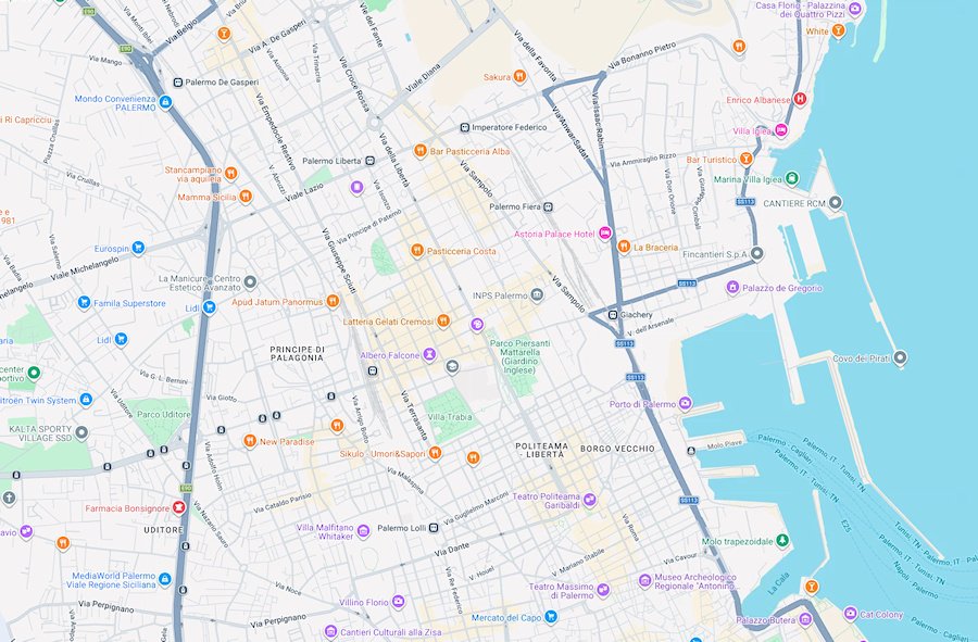 Map of Palermo, Sicily