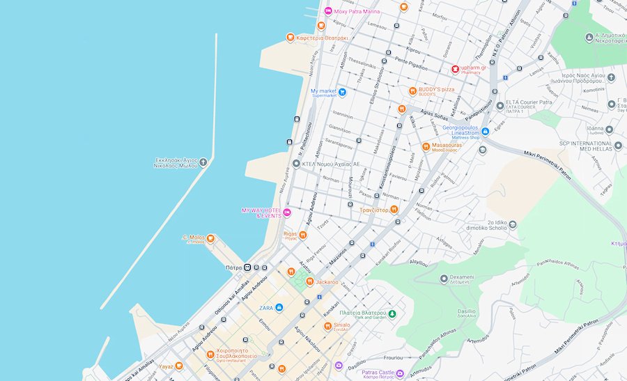 Map of Patras, Greece