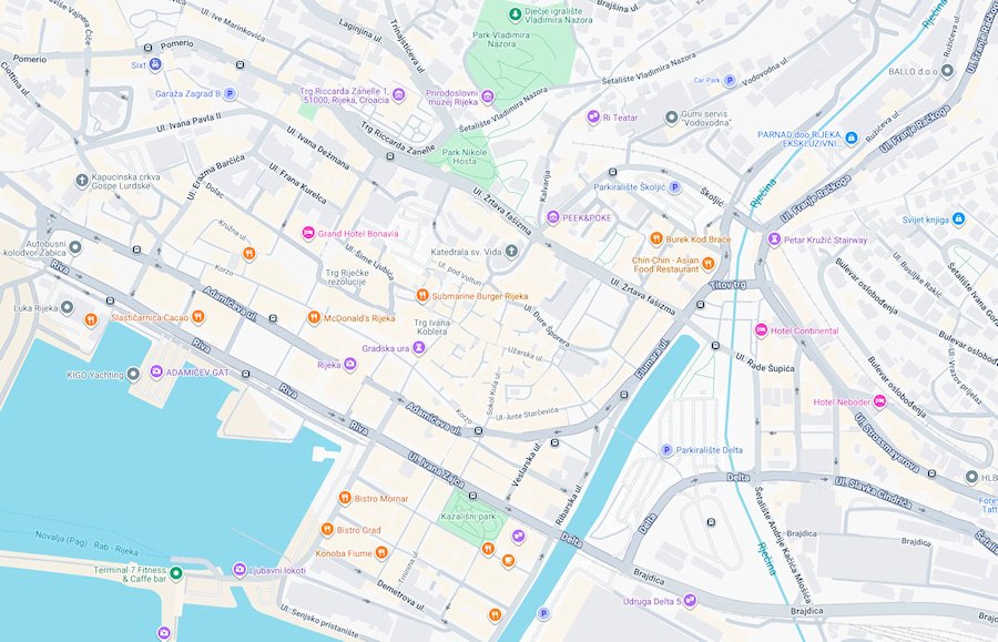 Map of Rijeka, Croatia