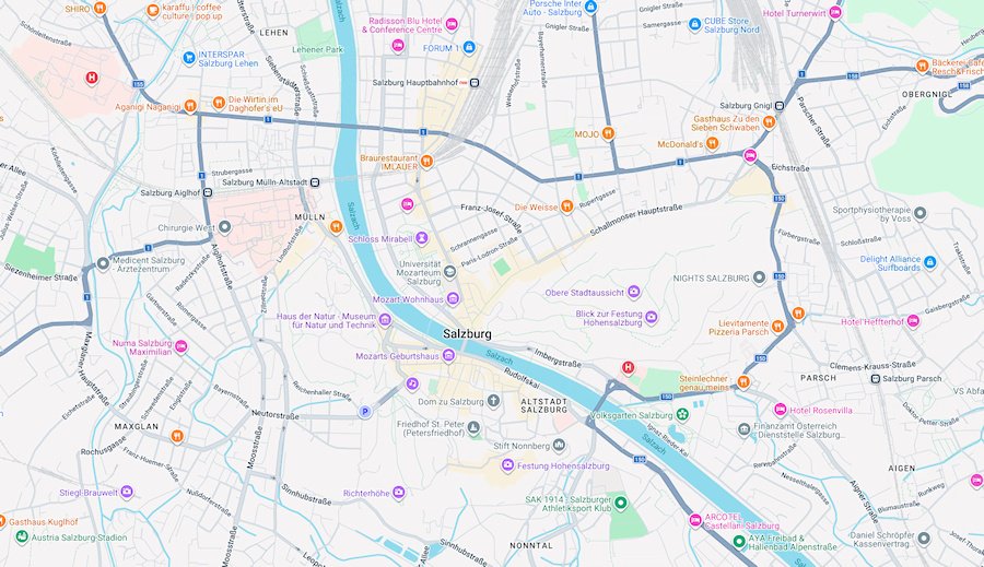 Map of Salzburg, Austria