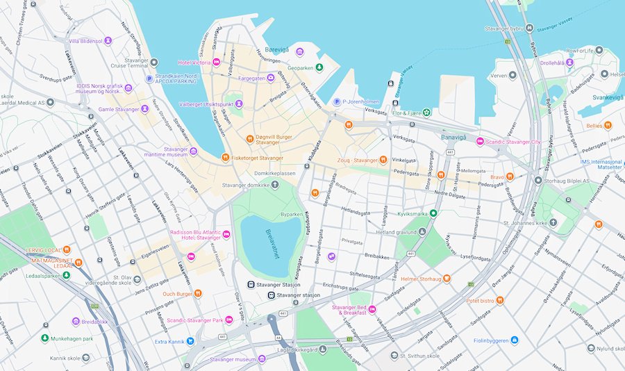 Map of Stavanger, Norway
