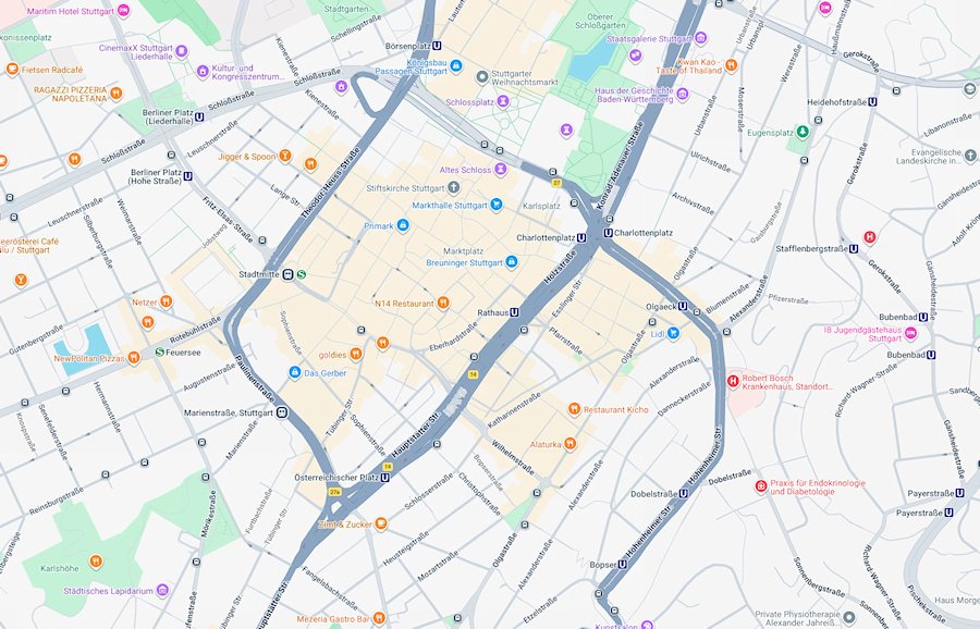Map of Stuttgart, Germany