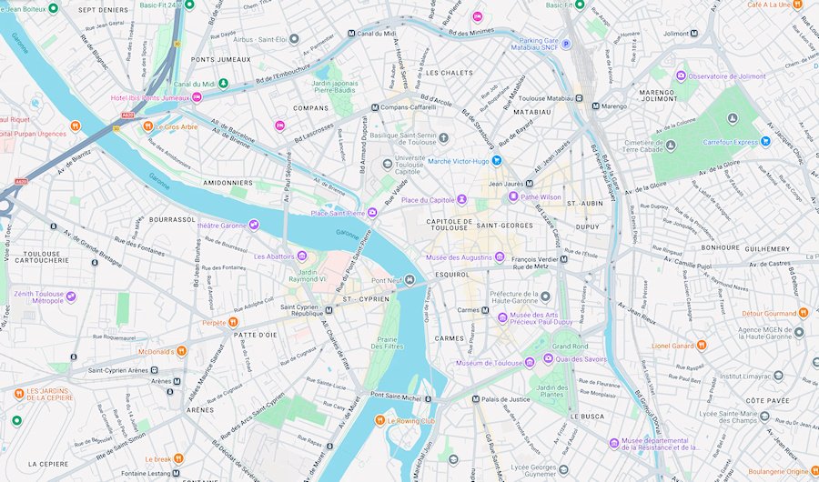 Map of Toulouse, France