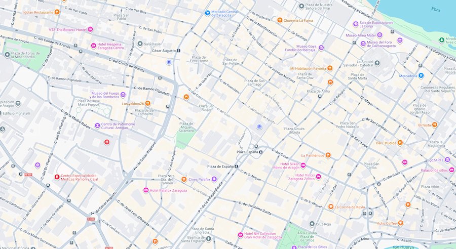 Map of Zaragoza, Spain