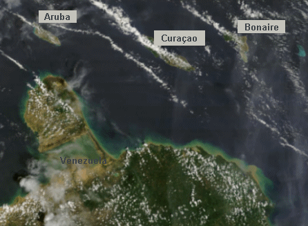 Netherlands Antilles: Location of Aruba, Bonaire and Cura�ao; off the coast of Venezuela.