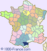 Department map of France showing the location of Aude.