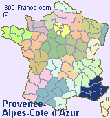 Regional map of France showing the location of Provence-Alpes-C�te d'Azur.