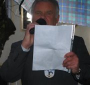 Mayor of Marktl, Hubert Gschwendtner, announces that Cardinal Ratzinger is Pope Benedict XVI and there's free beer after Mass.