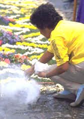 Preparing the incense cinders