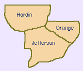 Map of Counties in the South East Texas Region of Texas.